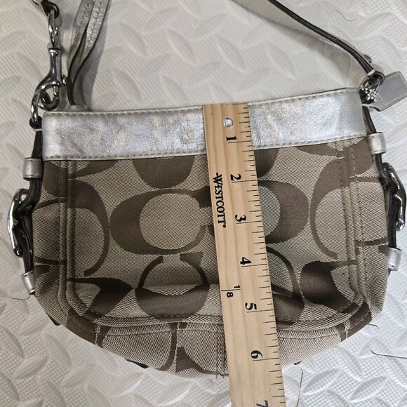 Coach Zoe Signature Logo Small Baguette Shoulder Bag Brown Silver Y2K Twee Luxe - Picture 12 of 13